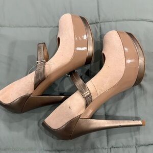 Elegant Brown and Tan Platform Heels